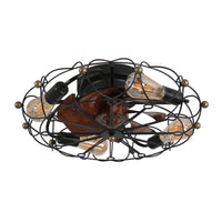 Antique Bronze Circular Ceiling Light with Glass Shades and Ornate Design USA