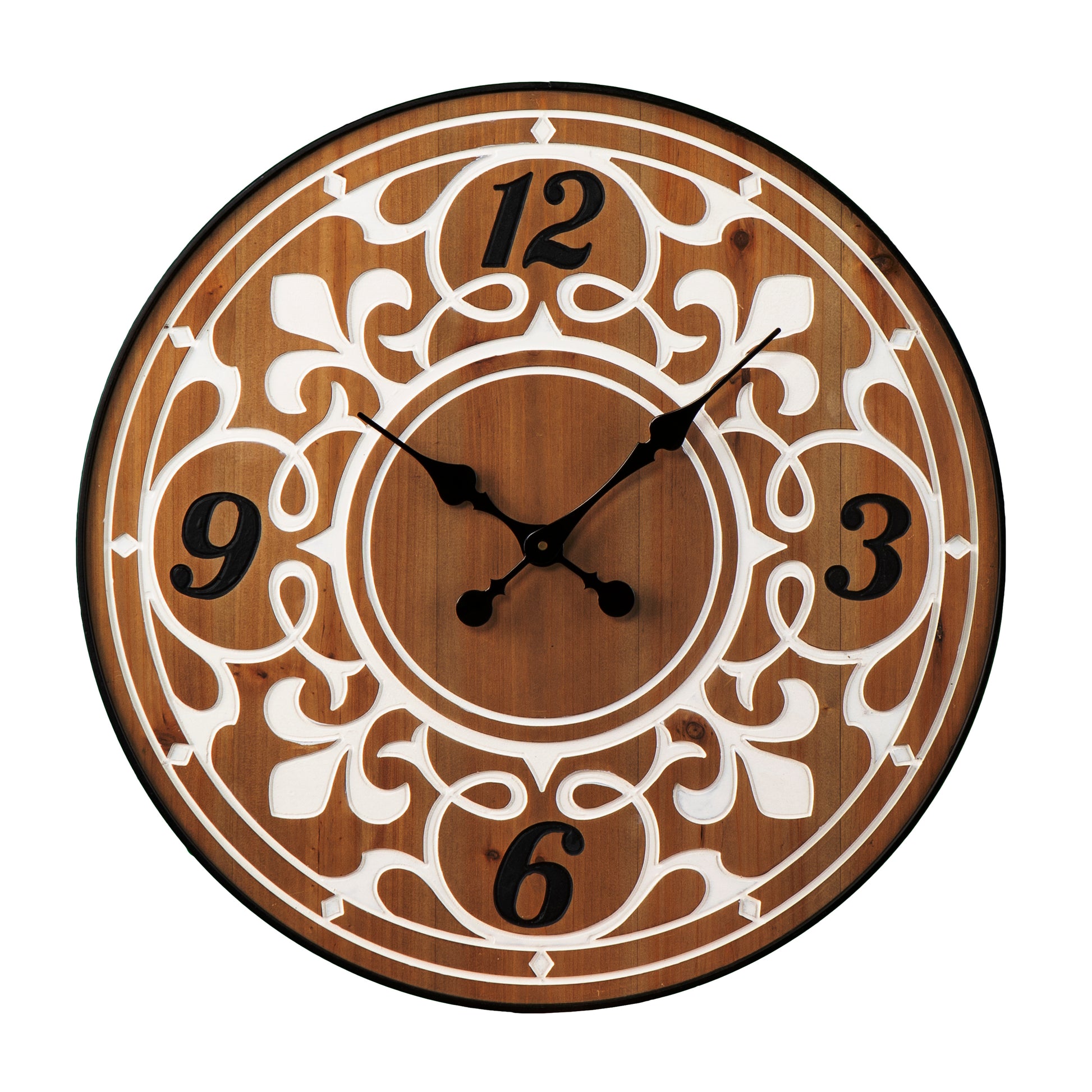 Aprille Oversized Round Wall Clock with Fleur-de-Lis Design USA