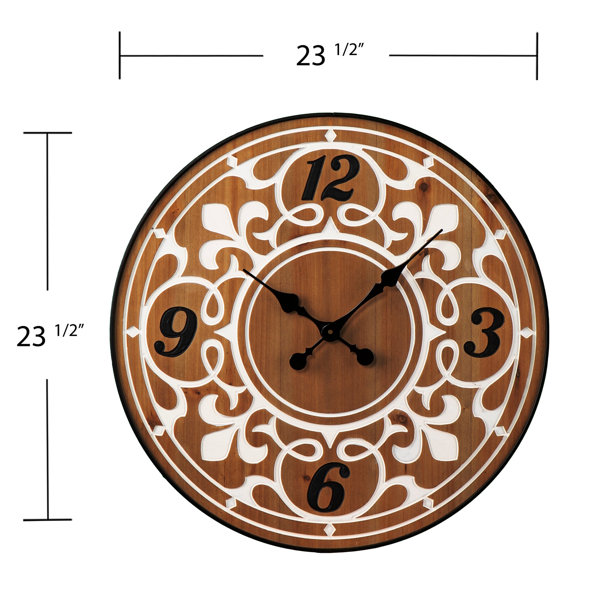 Aprille Oversized Round Wall Clock with Fleur-de-Lis Design USA