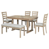 Beautiful Rustic 6-Piece Dining Set with Wood Grain Tabletop USA