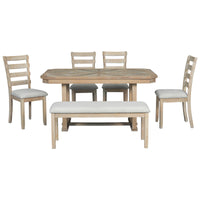 Beautiful Rustic 6-Piece Dining Set with Wood Grain Tabletop USA