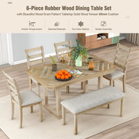 Beautiful Rustic 6-Piece Dining Set with Wood Grain Tabletop USA