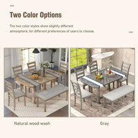 Beautiful Rustic 6-Piece Dining Set with Wood Grain Tabletop USA