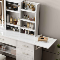 Beautiful Vanity Desk with Lighted Mirror and Storage Drawers