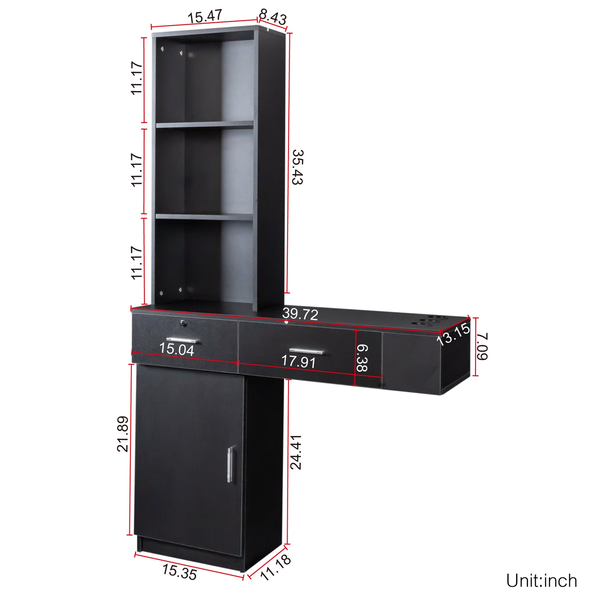 Black Modern Simple Home Office Desk with Multi-Layer Storage USA