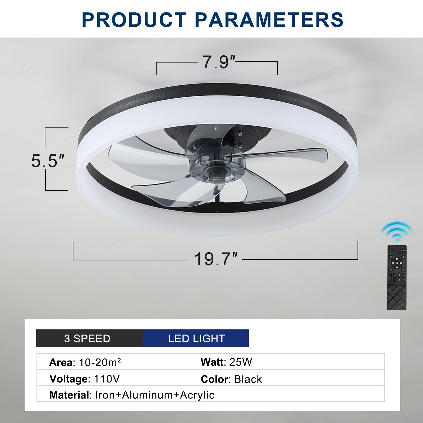 Ceiling Fan with Lights Dimmable LED USA