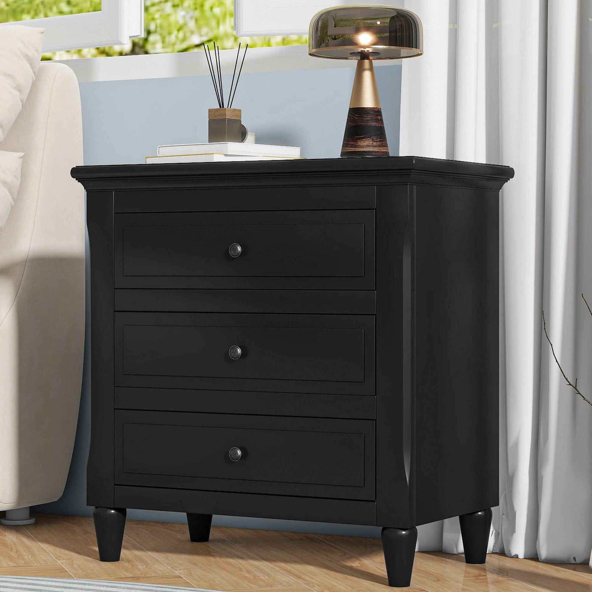 Classic 4-Drawer Wooden Dresser for Bedroom Storage