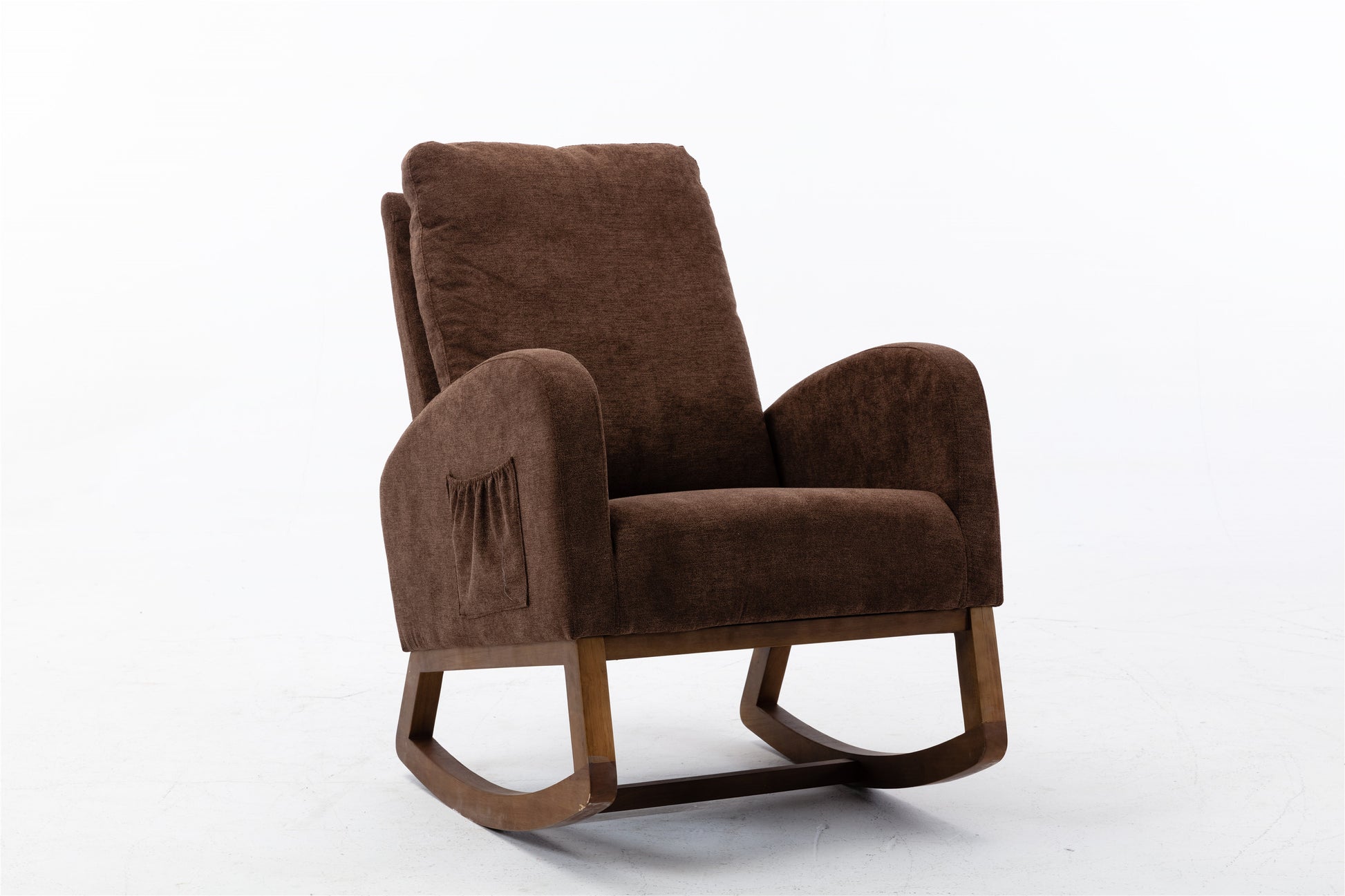 Classic Tufted Velvet Swivel Rocking Chair with Wooden Legs USA