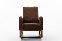 Classic Tufted Velvet Swivel Rocking Chair with Wooden Legs USA