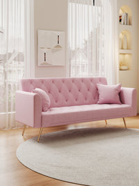 Classic Velvet Tufted Convertible Loveseat Sofa Bed USA