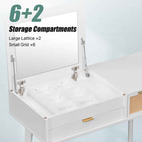 Classic White Wood Makeup Vanity Set with Mirror and Stool