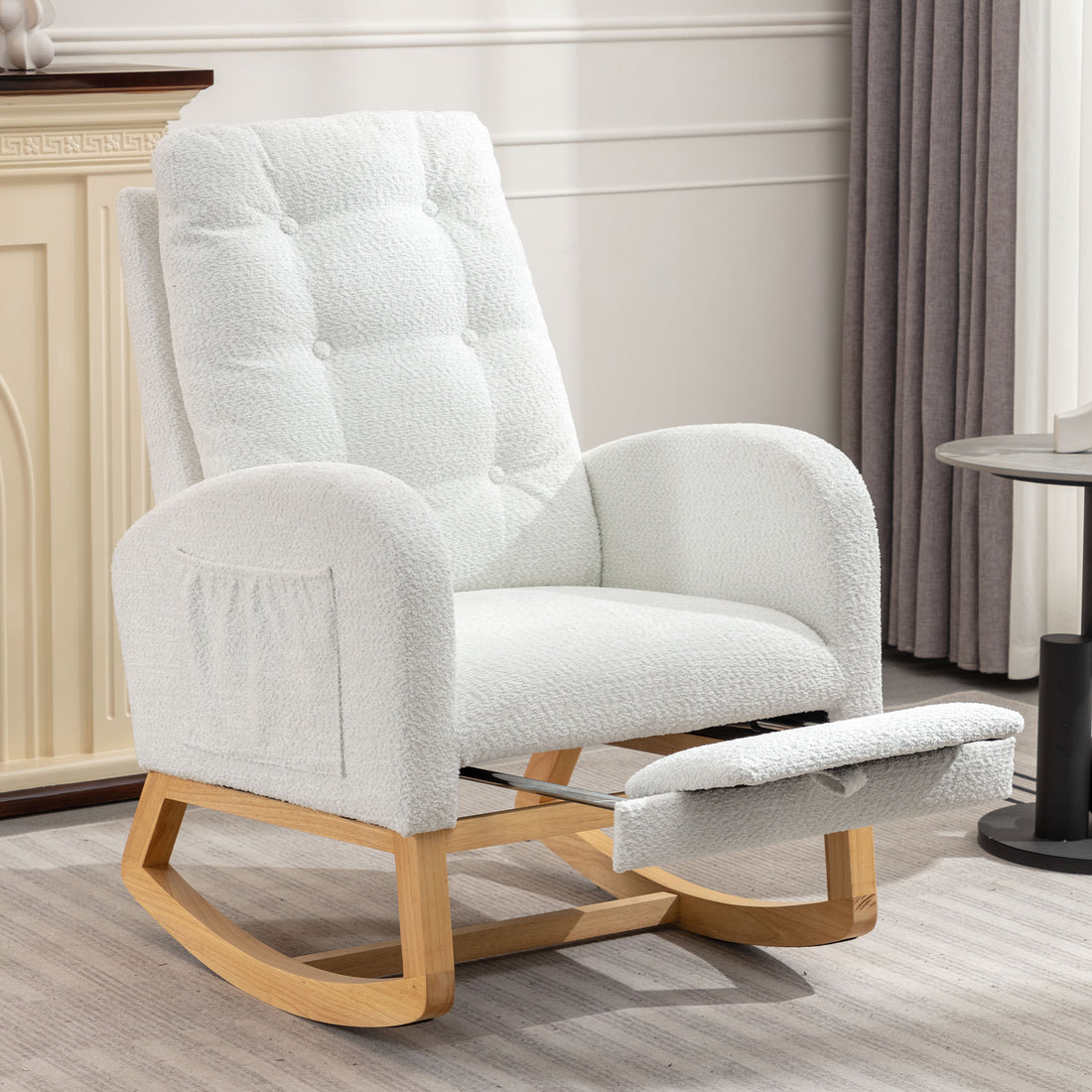 Comfortable Plush Glider Rocking Chair with Footrest USA