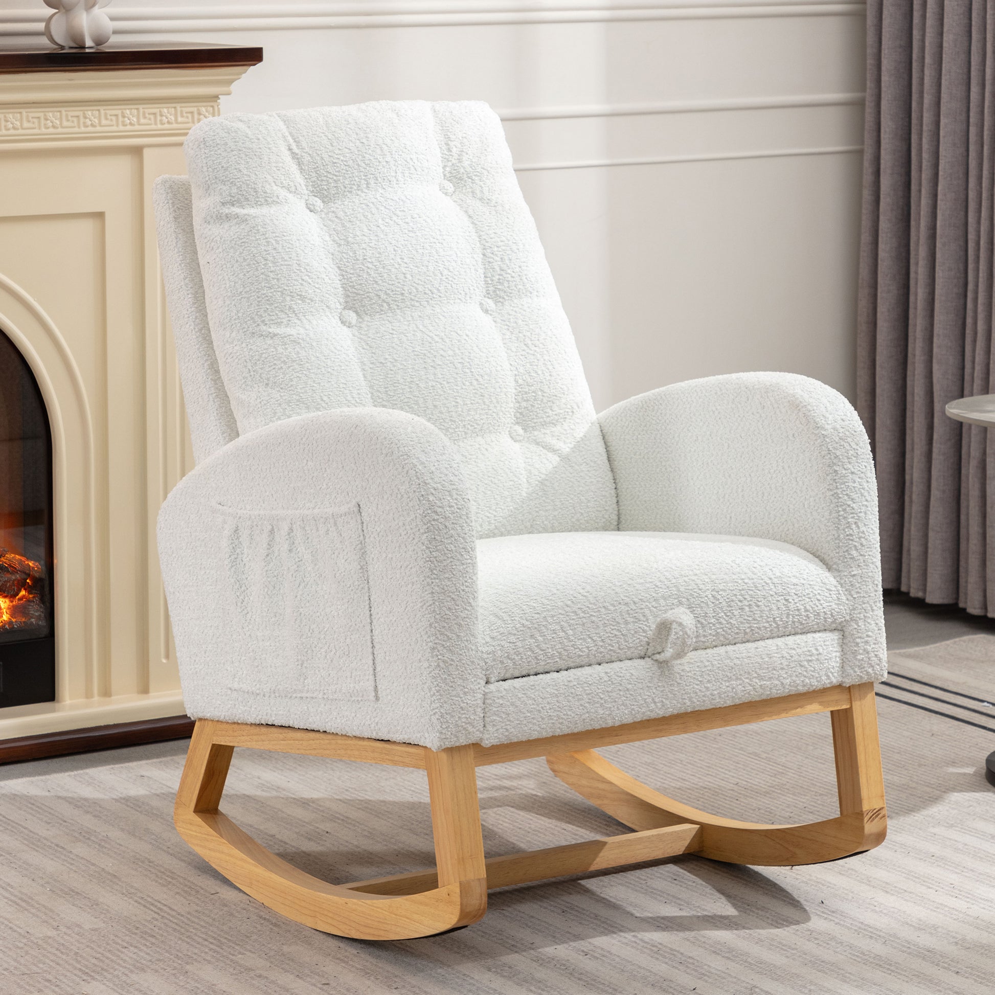 Comfortable Plush Glider Rocking Chair with Footrest USA