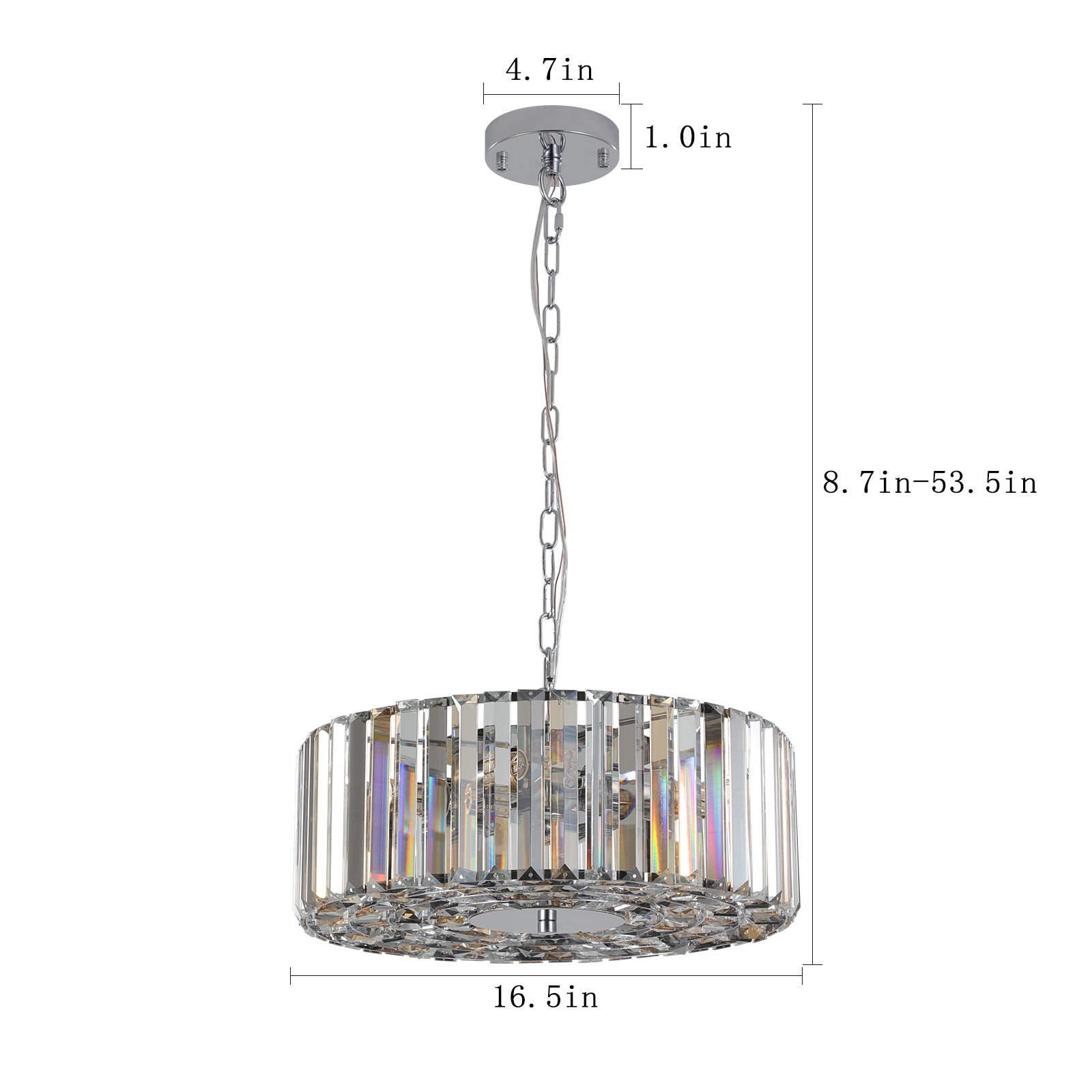 Contemporary Chrome and Crystal 4-Light Chandelier for Dining Room or Entryway USA