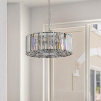 Contemporary Chrome and Crystal 4-Light Chandelier for Dining Room or Entryway USA