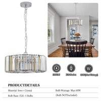 Contemporary Chrome and Crystal 4-Light Chandelier for Dining Room or Entryway USA