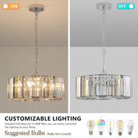 Contemporary Chrome and Crystal 4-Light Chandelier for Dining Room or Entryway USA