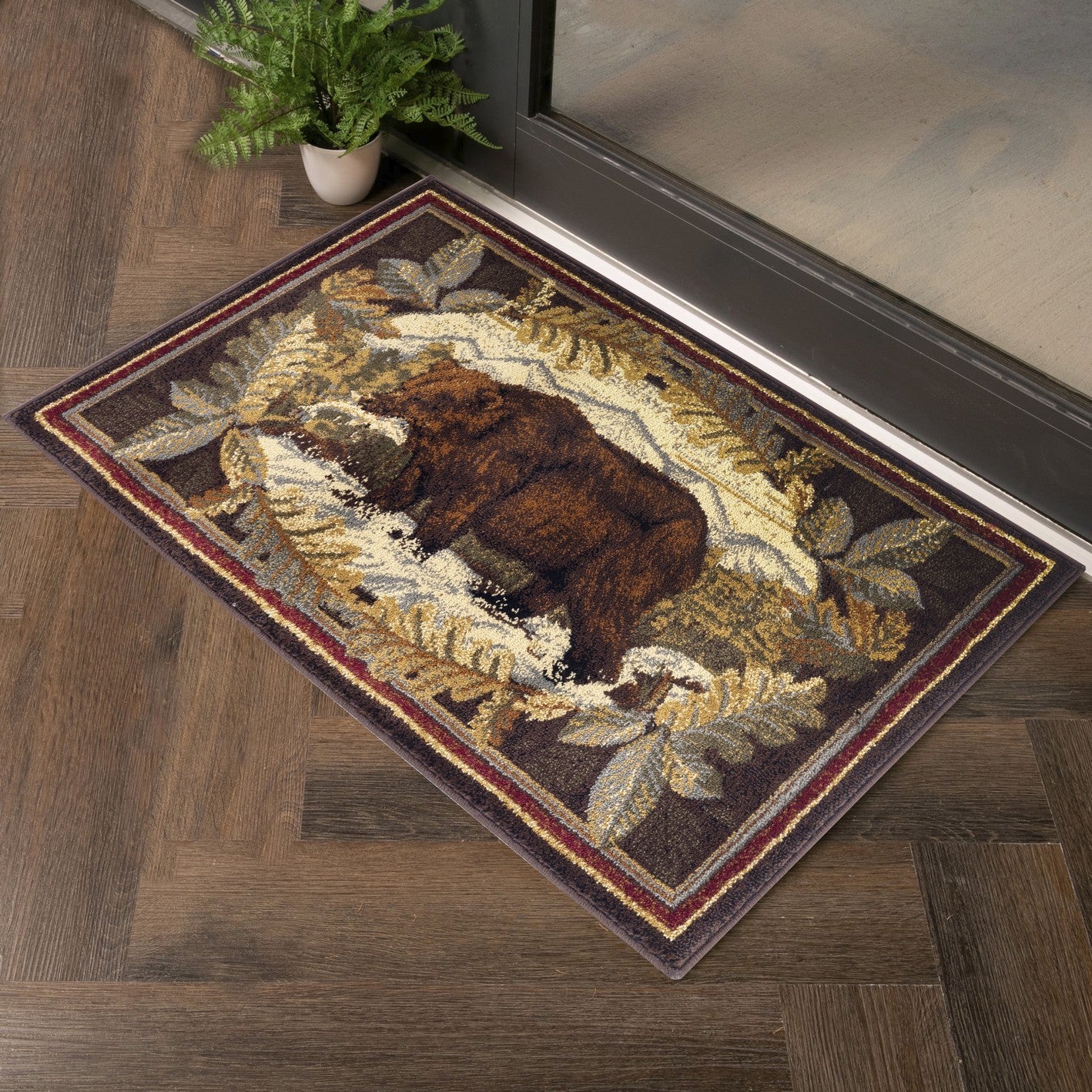 Cozy Lodge Area Rug - 2 ft. x 3 ft. Multi-Colored Bear Design Accent Rug USA