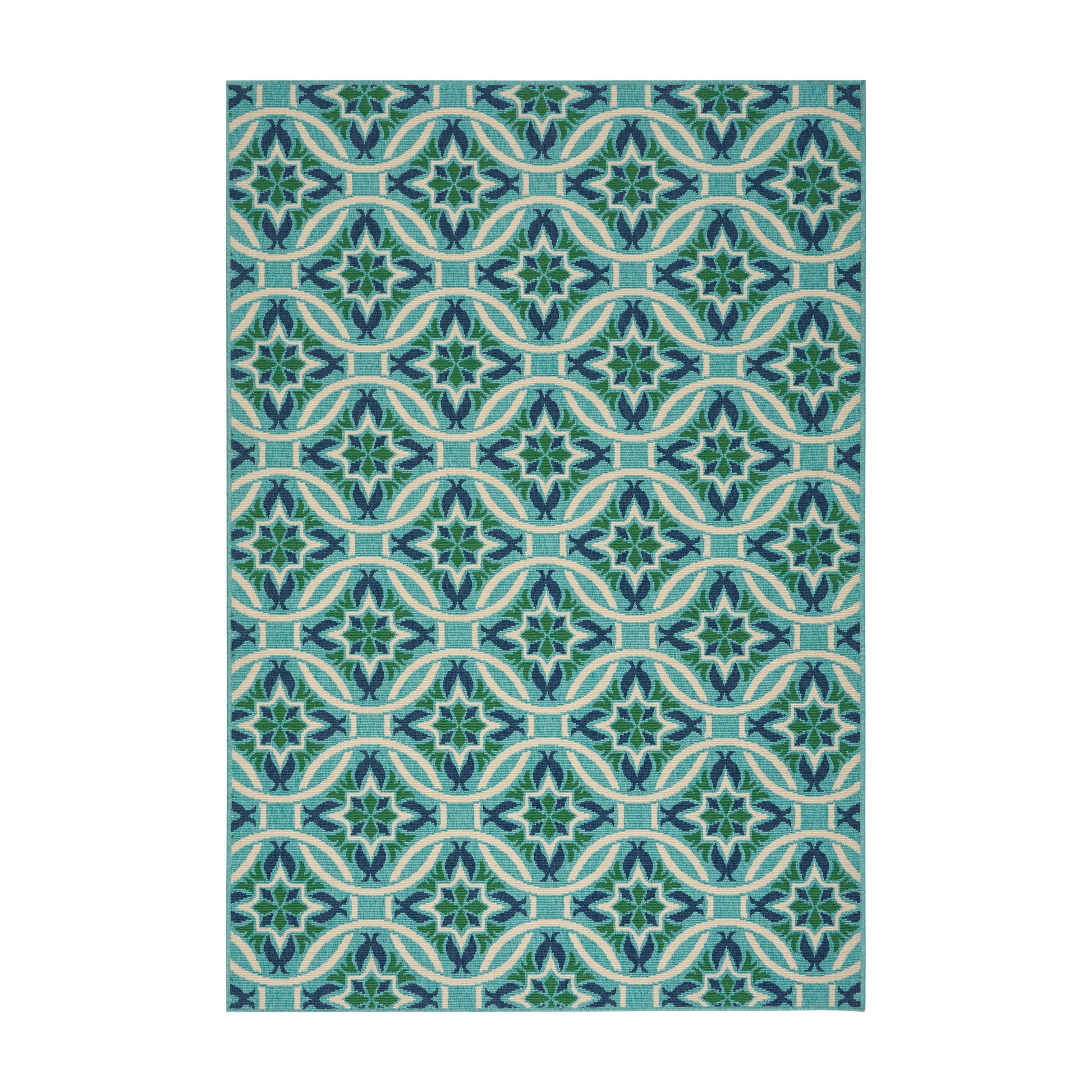 Cozy Luxury Boho Teal Area Rug with Moroccan Lattice Design USA