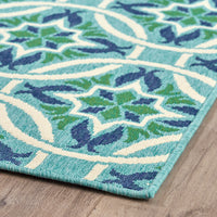 Cozy Luxury Boho Teal Area Rug with Moroccan Lattice Design USA