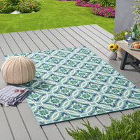 Cozy Luxury Boho Teal Area Rug with Moroccan Lattice Design USA