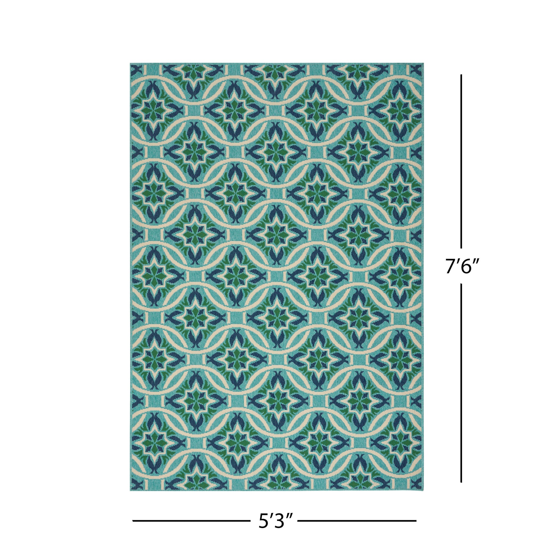 Cozy Luxury Boho Teal Area Rug with Moroccan Lattice Design USA