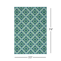 Cozy Luxury Boho Teal Area Rug with Moroccan Lattice Design USA