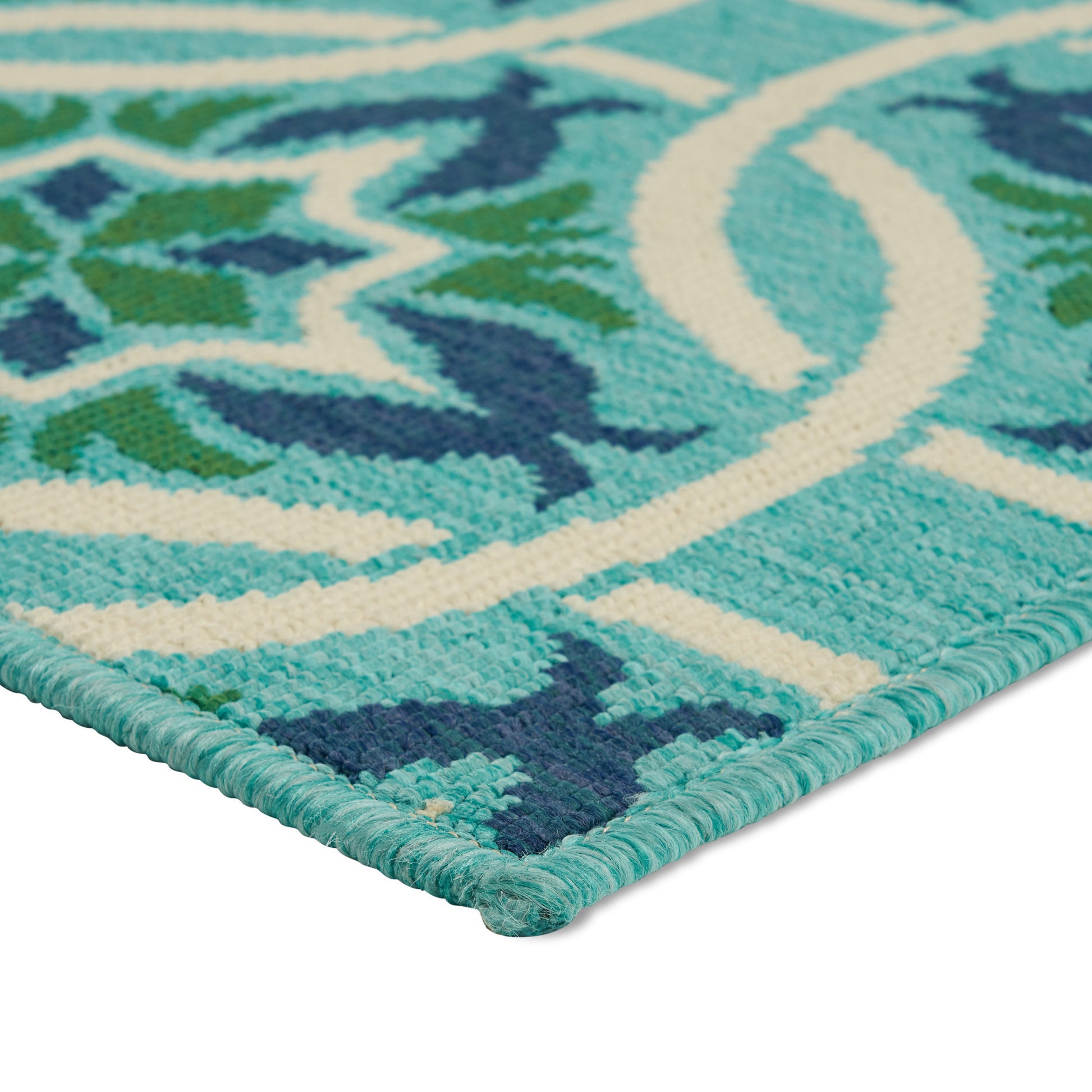 Cozy Luxury Boho Teal Area Rug with Moroccan Lattice Design USA