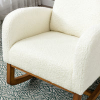 Cozy Rocking Chair in Elegant Ivory Plush Upholstery USA