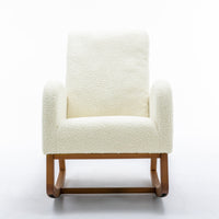 Cozy Rocking Chair in Elegant Ivory Plush Upholstery USA