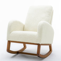 Cozy Rocking Chair in Elegant Ivory Plush Upholstery USA