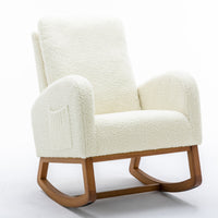 Cozy Rocking Chair in Elegant Ivory Plush Upholstery USA