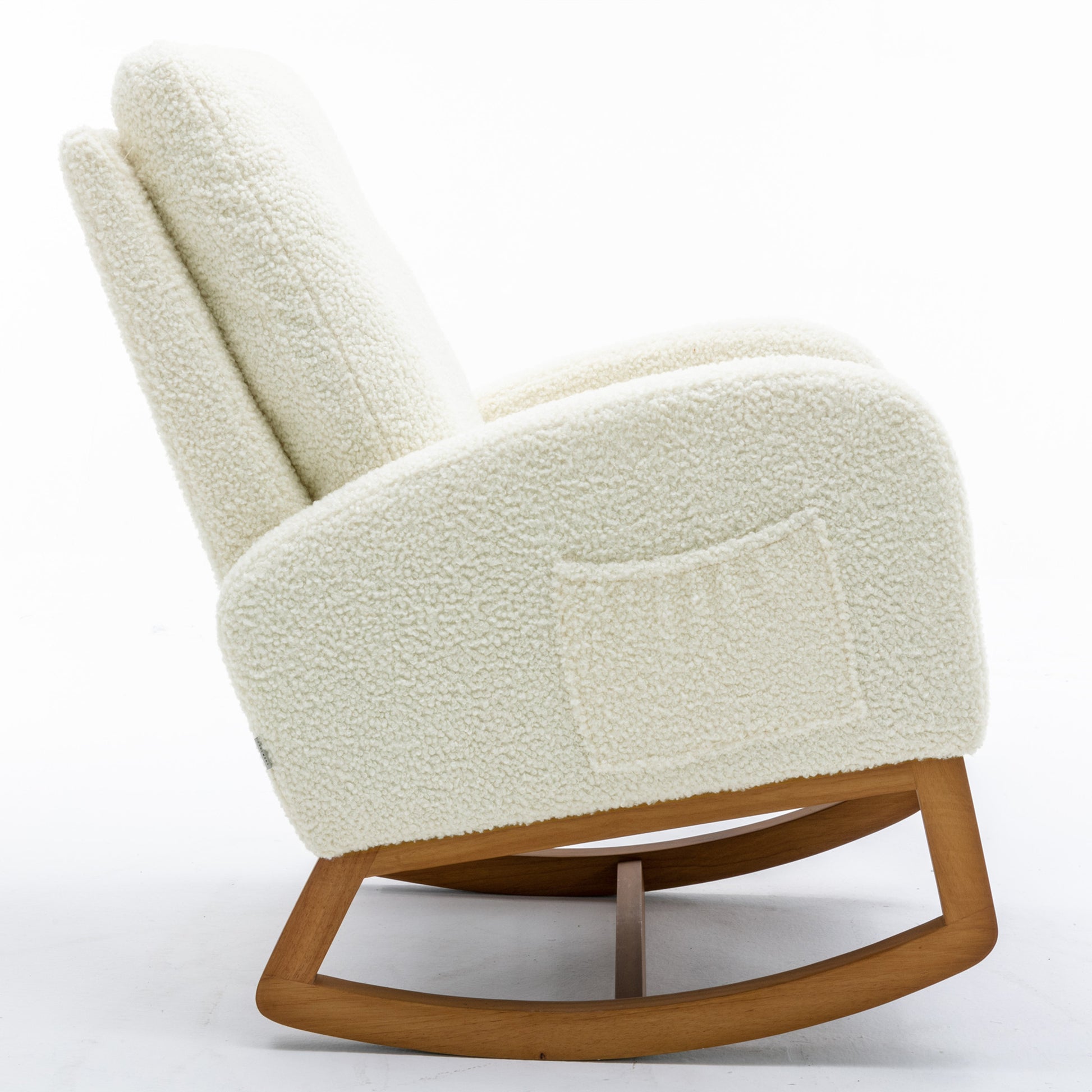 Cozy Rocking Chair in Elegant Ivory Plush Upholstery USA