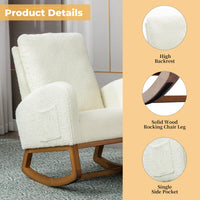 Cozy Rocking Chair in Elegant Ivory Plush Upholstery USA