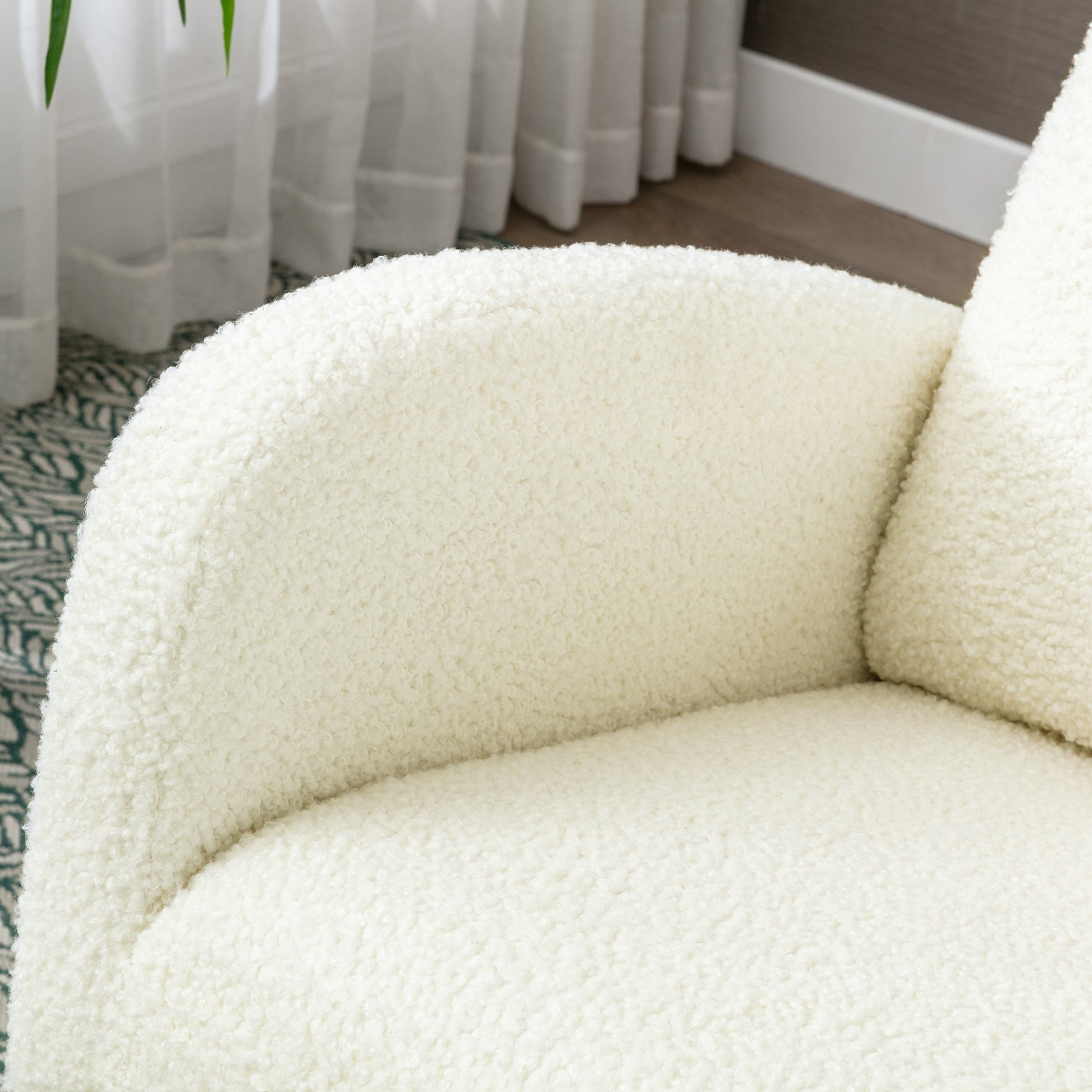 Cozy Rocking Chair in Elegant Ivory Plush Upholstery USA