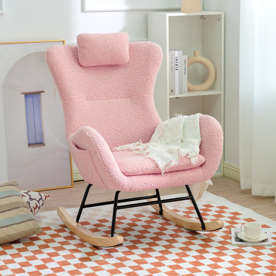 Cozy Upholstered Rocking Chair for Modern Living Space USA