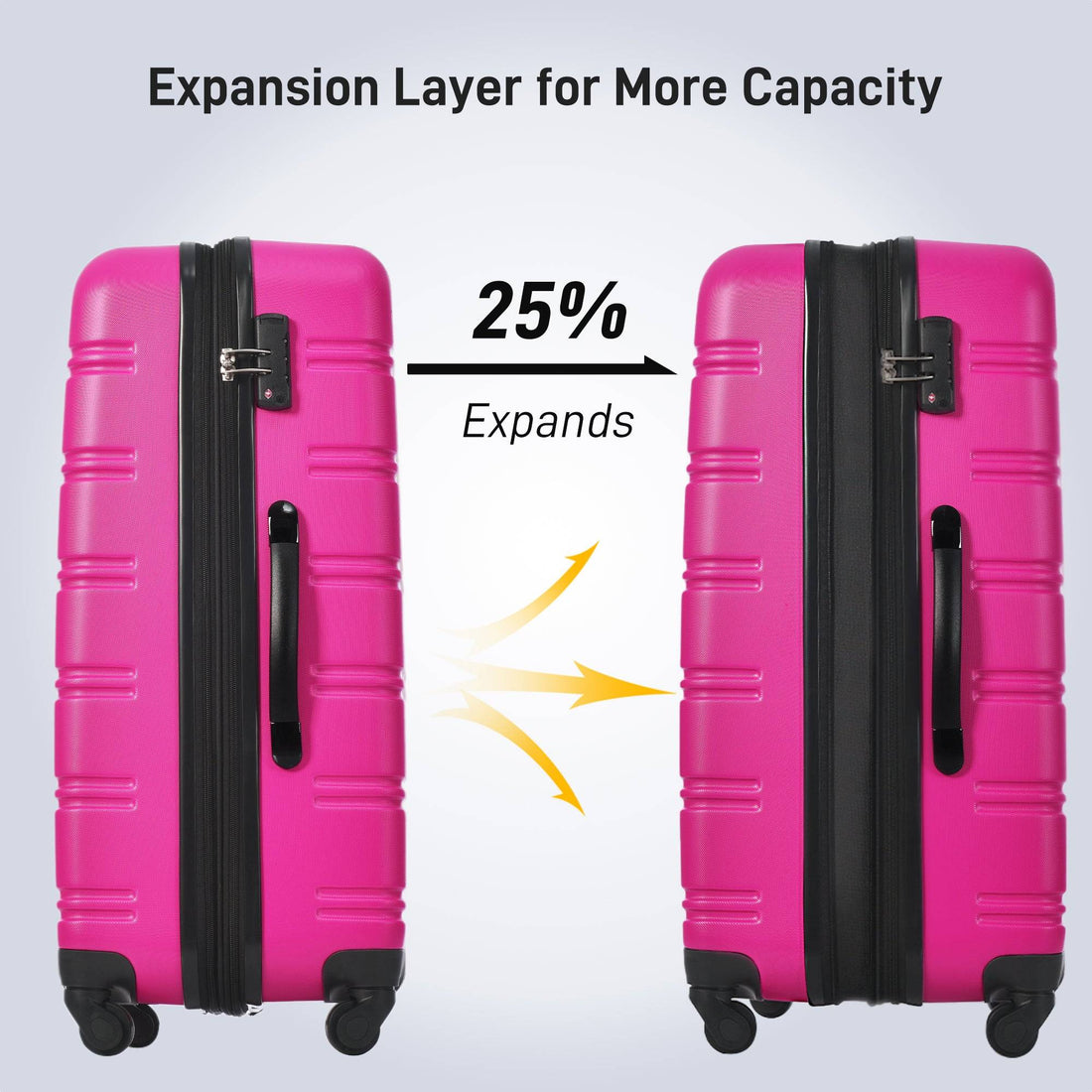 Delightful Trio Hardside Spinner Luggage Set - 3 Piece Pink Suitcases USA