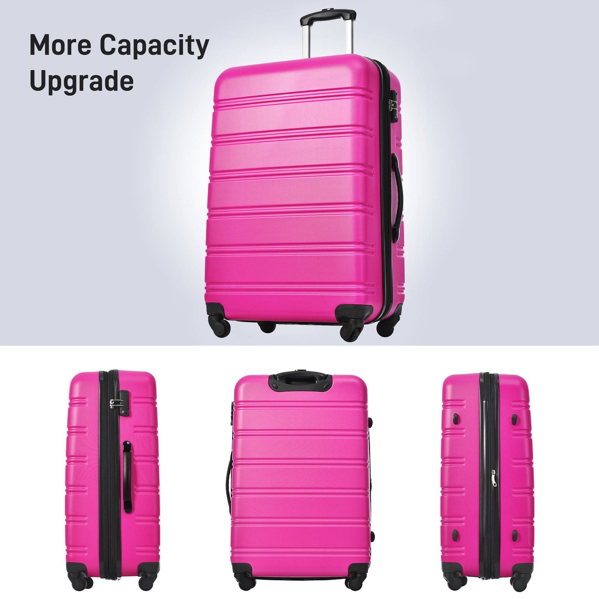 Delightful Trio Hardside Spinner Luggage Set - 3 Piece Pink Suitcases USA