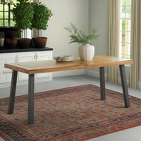 Della Acacia Wood Dining Bench with Rustic Metal Accents USA