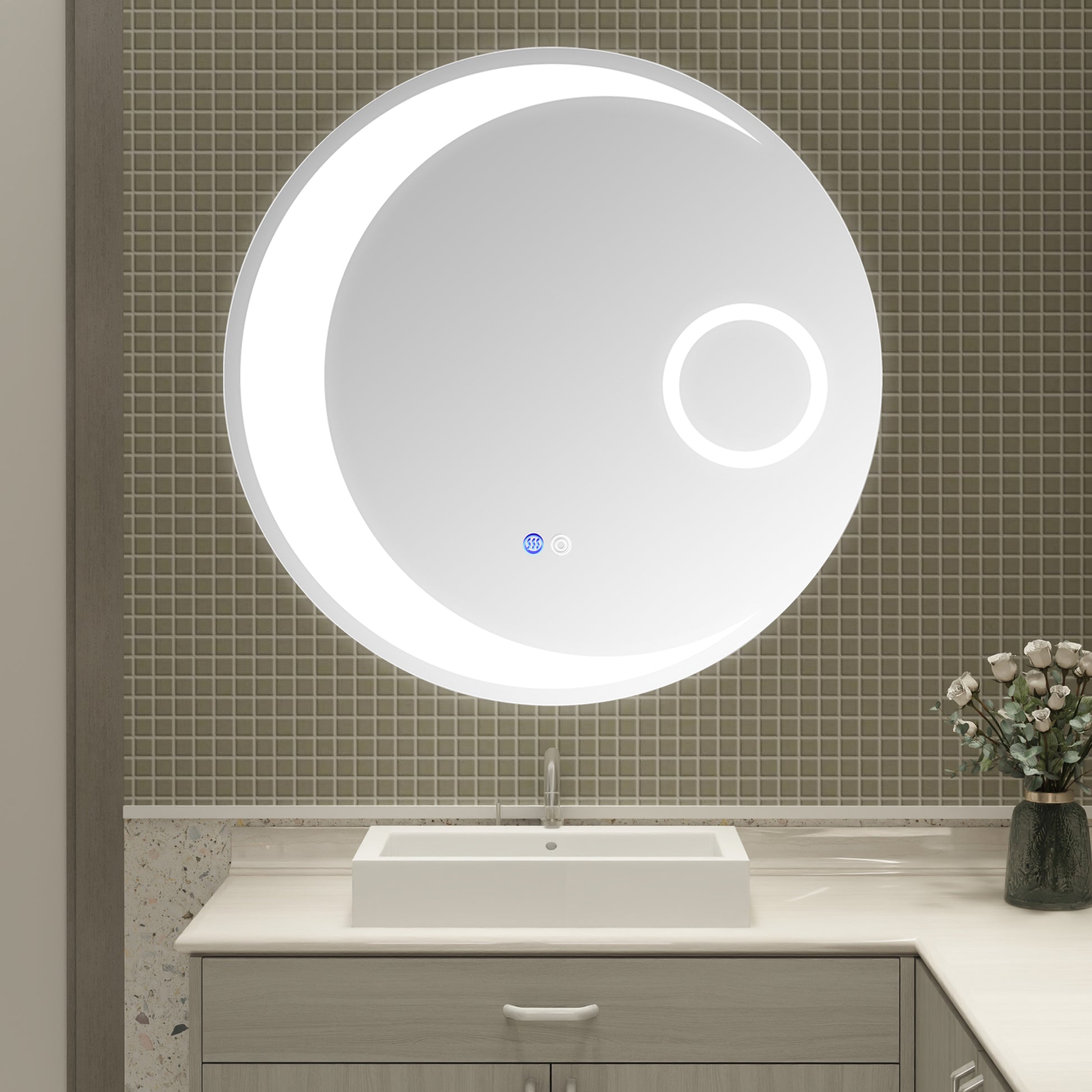 Dimmable 24 Switch-Held Memory LED Bathroom Mirror with Anti-Fog Feature USA