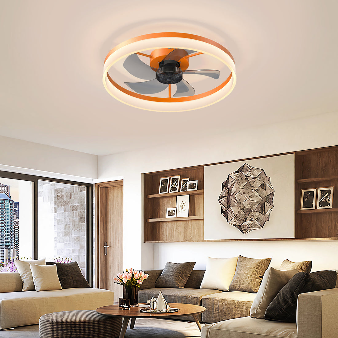 Dimmable Modern Ceiling Fan with Integrated LED Lighting USA