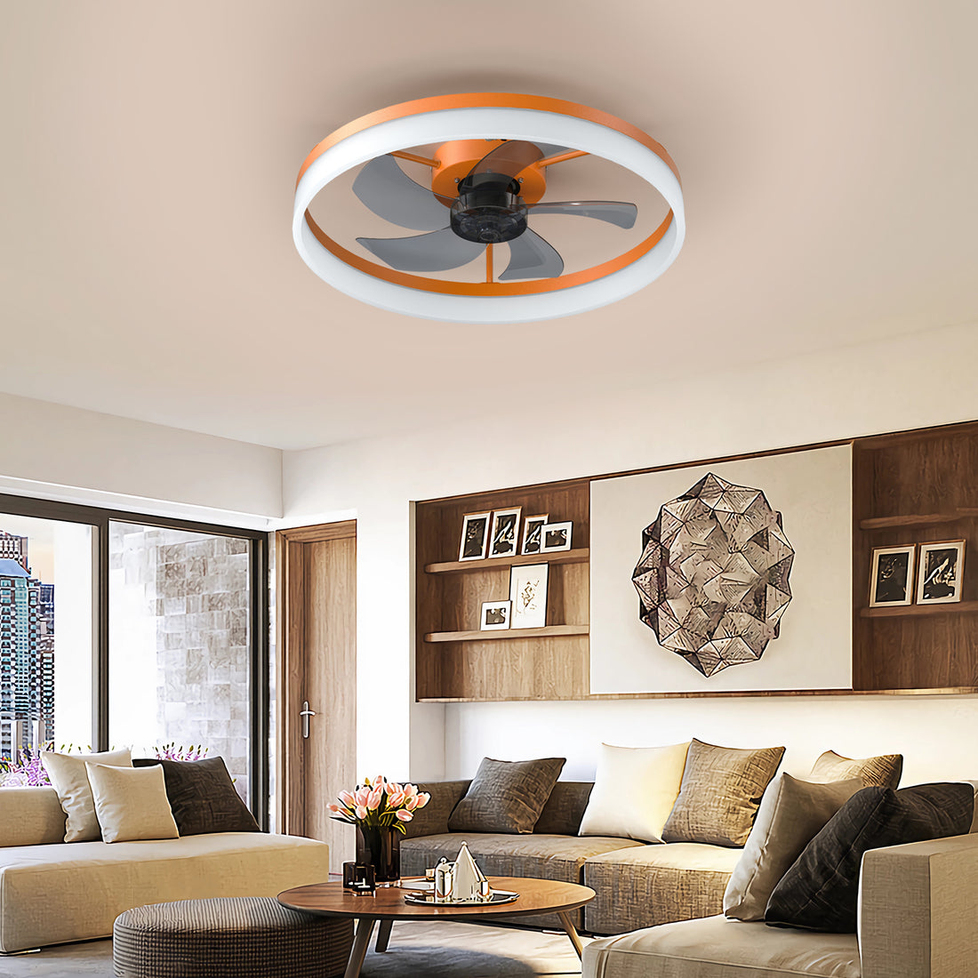 Dimmable Modern Ceiling Fan with Integrated LED Lighting USA