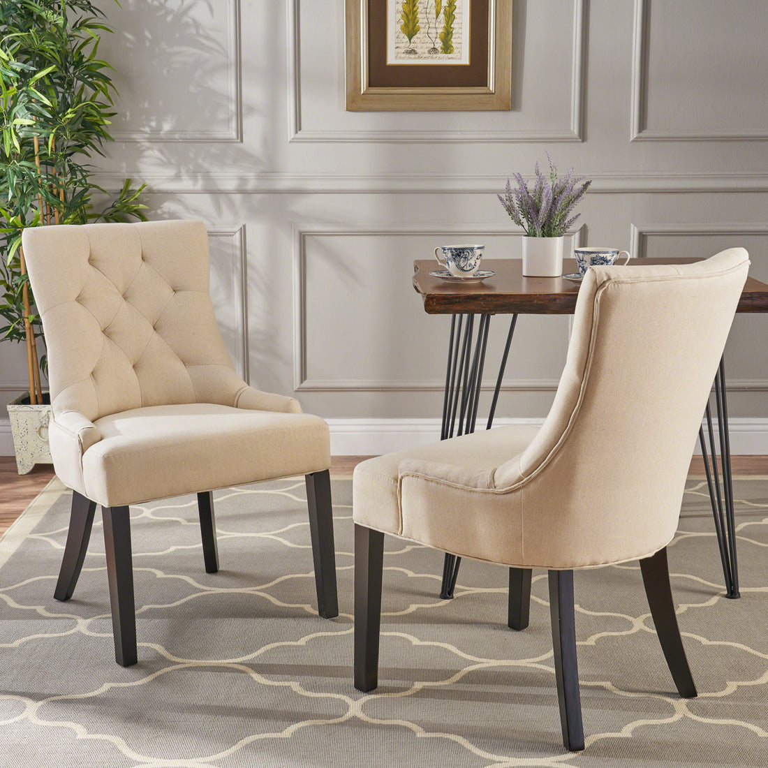 Dining Chairs in Neutral Tones Stylish Linen-Look Upholstered Dining Chairs USA