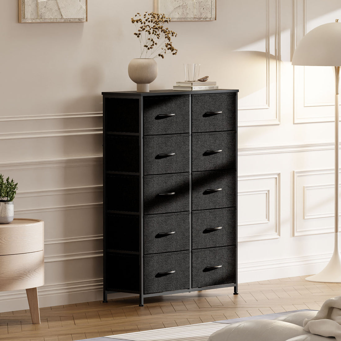 Elegant 10-Drawer Fabric Storage Tower by Furnistra USA