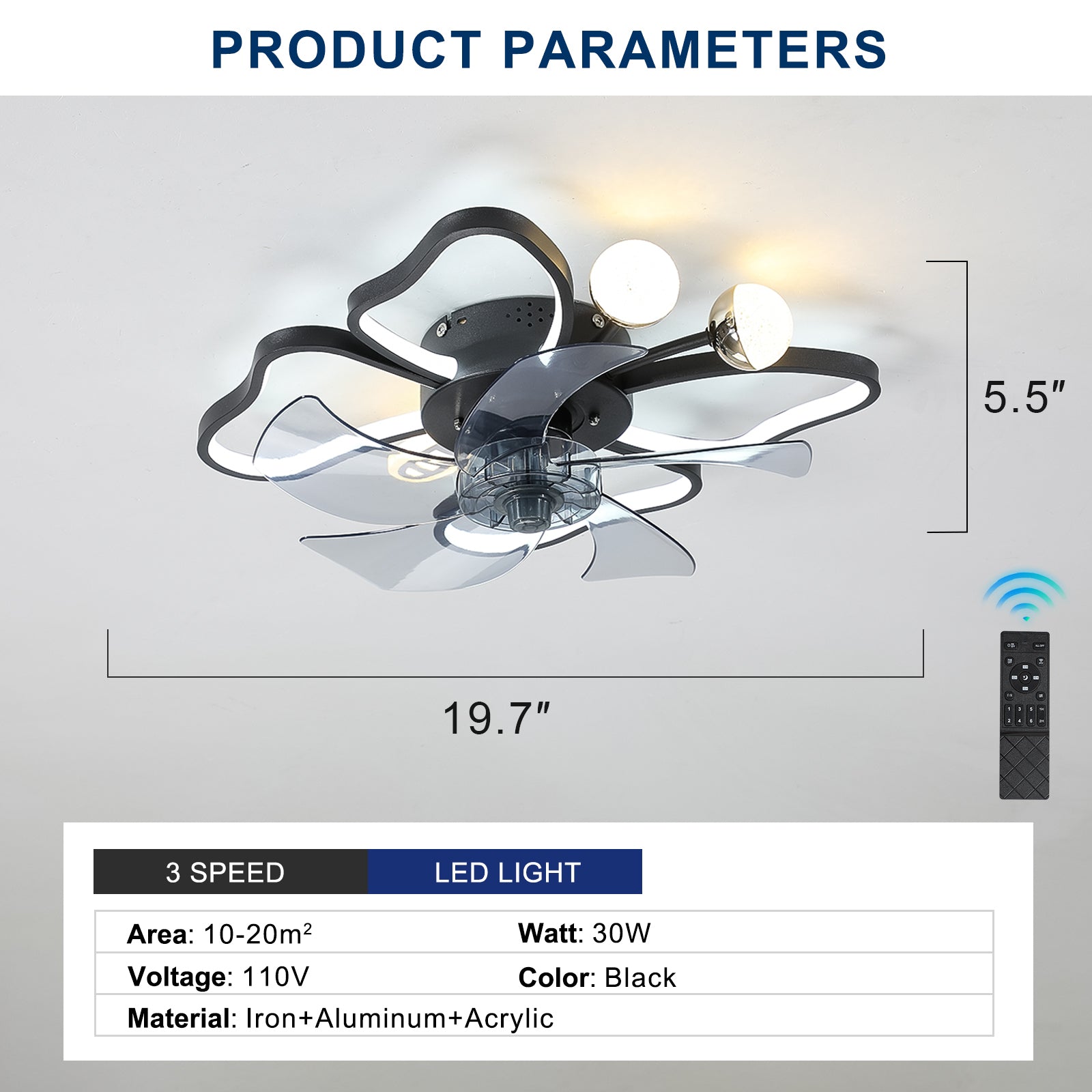 Elegant 19.7 Inch Ceiling Fan with Butterfly Design USA