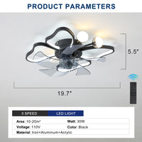 Elegant 19.7 Inch Ceiling Fan with Butterfly Design USA