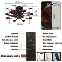 Elegant 22-Inch Modern Ceiling Fan with LED Light Fixtures USA