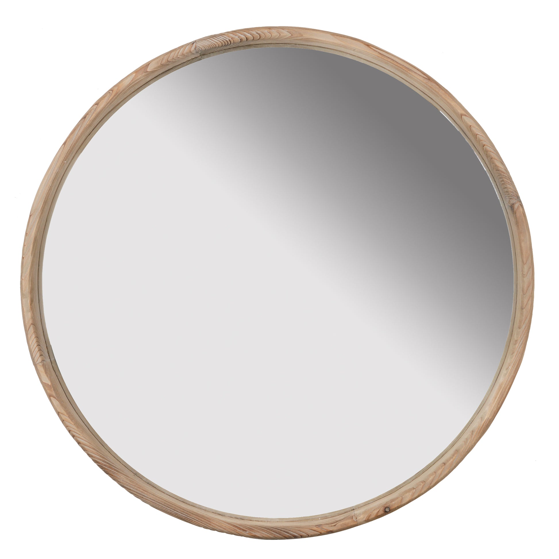 Elegant 28 Round Wood Mirror - Wall Mounted Decor for Home USA