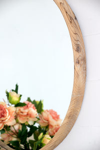 Elegant 28 Round Wood Mirror - Wall Mounted Decor for Home USA