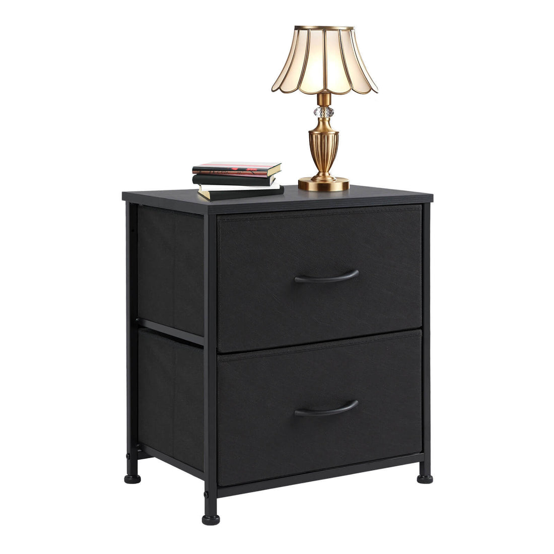 Elegant 3-Drawer Dresser with Metal Frame and Wood Top in Black USA